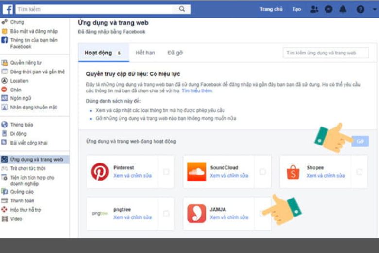 Xóa gỡ các ứng dụng và hạn chế liên kết để chặn các quảng cáo không phù hợp trên Facebook